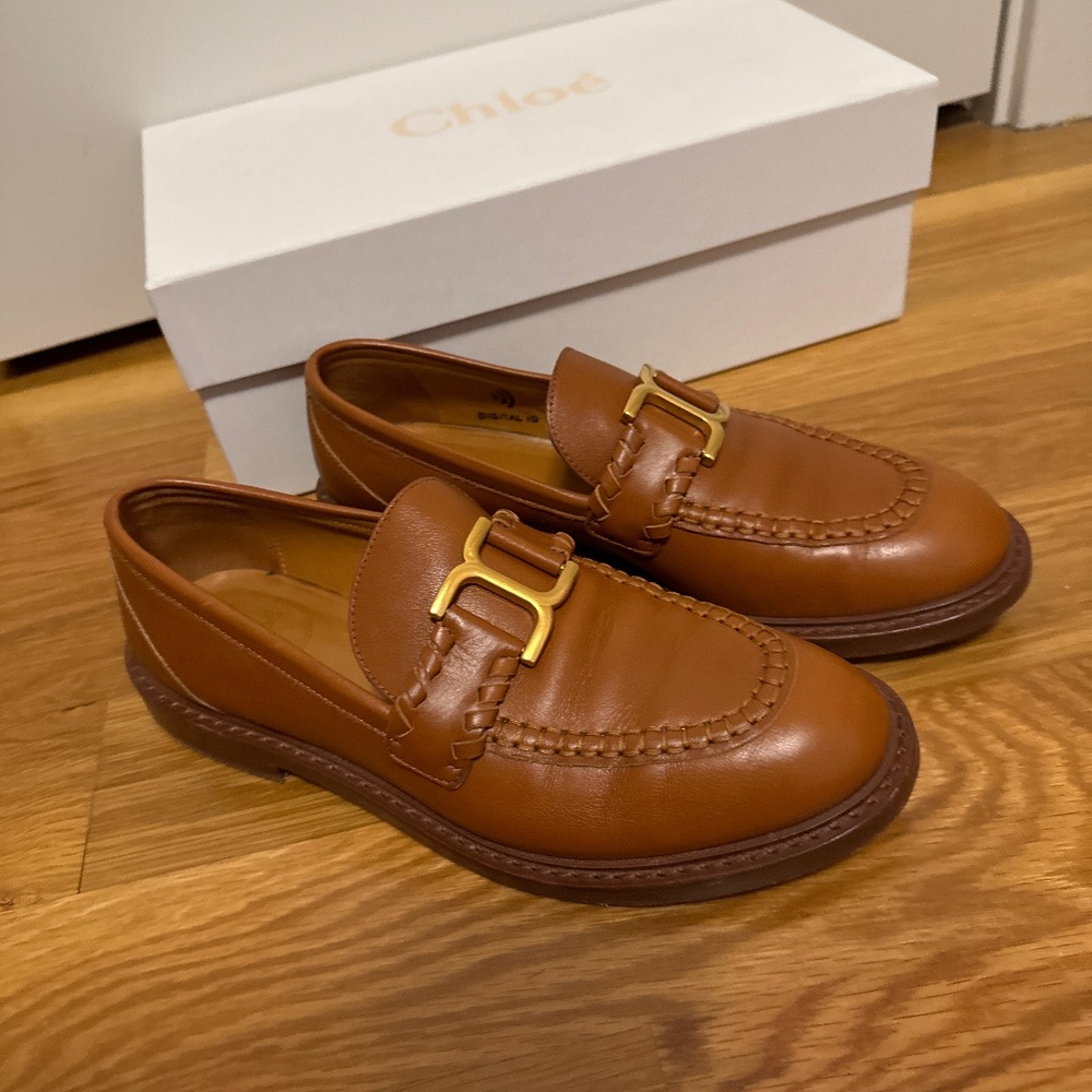 Chloe Brown Leather Loafers
